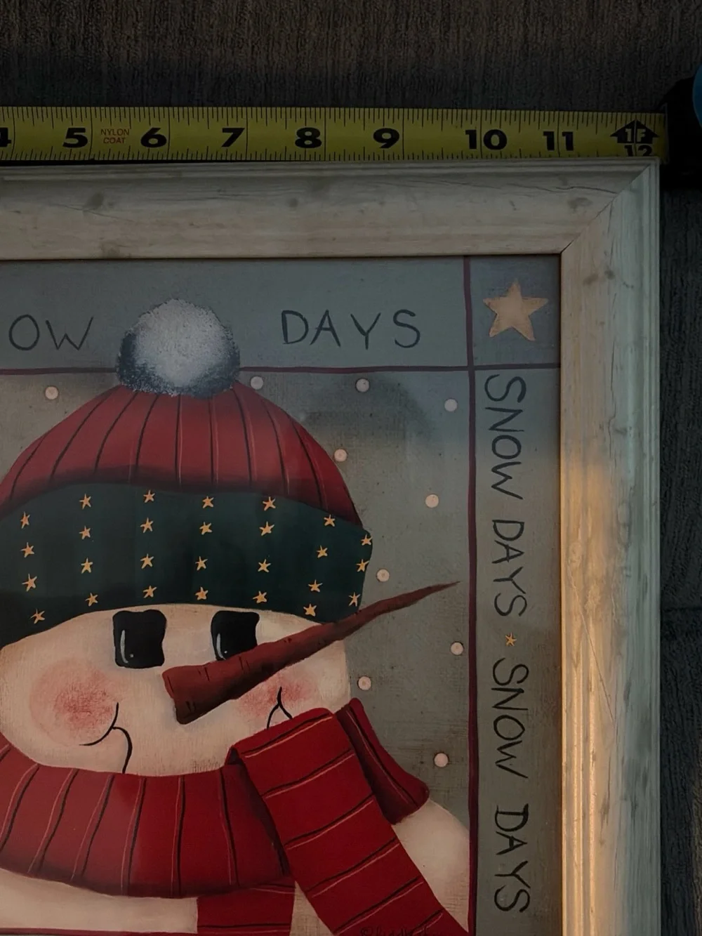 Snow Days Framed Snowman Wall Art - Red, Green, Cream